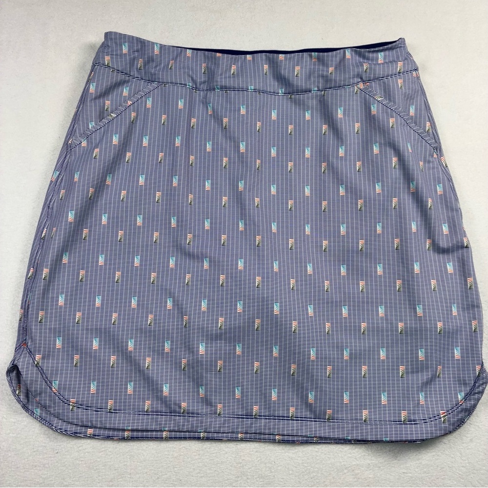 Peter Millar Skort Womens Large Blue Print Golf UPF 50+ Built-in Shorts Pockets